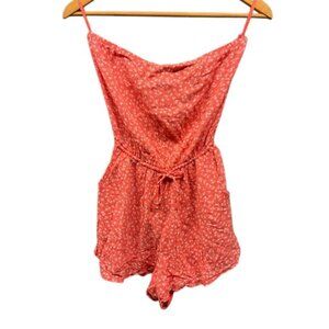 Hollister Women’s S Pink Floral Romper Spaghetti‎ Strap Drawstring Waist Summer